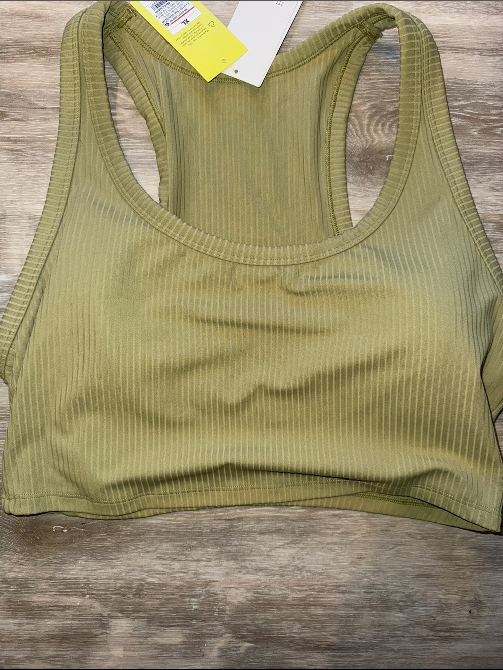 Olive Green Ribbed Racerback Sports Bra Tank